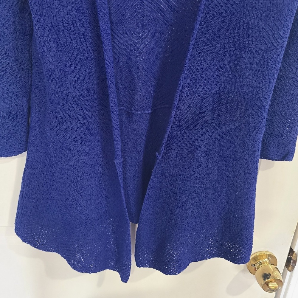 Women's Sweater-ANN TAYLOR-Royal Blue Stretch Open Lightweight Cardigan Medium - Picture 9 of 12